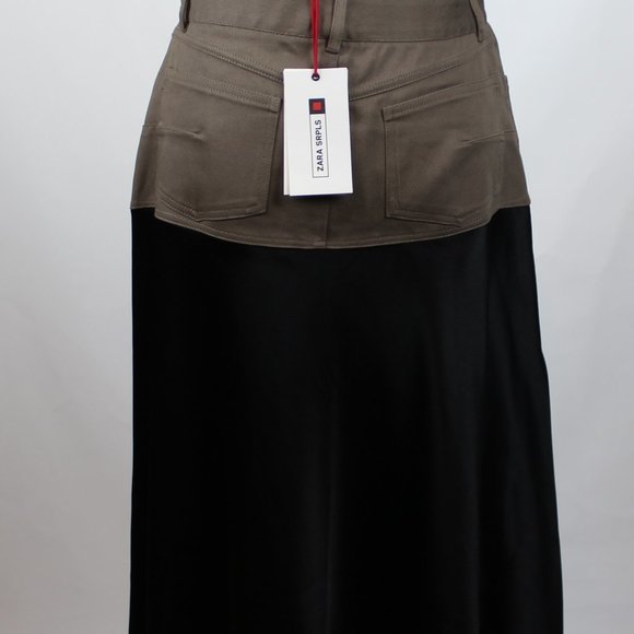 ZARA SRPLS Women's Skirt NWT Mixed Media Brown Black - Picture 6 of 8